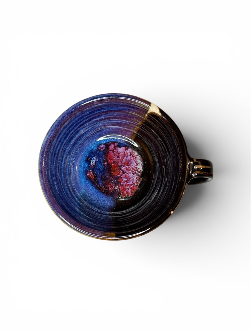 Handmade Pottery Soup Mug Bowl Purple Blue Crystalline Glaze Studio Pottery